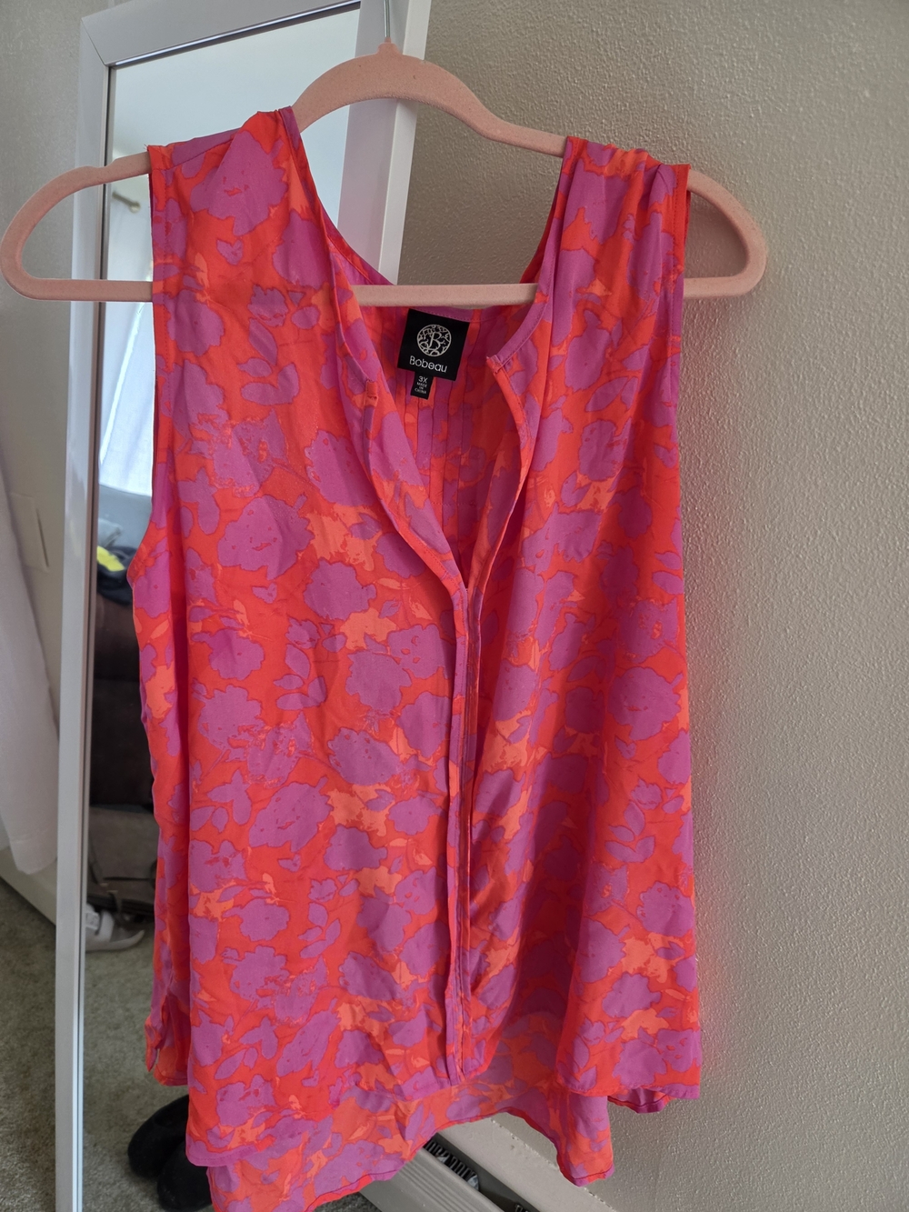 bobeau Pink and Orange Floral Sleeveless Camisole